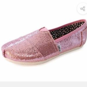 Toms Pink Glitter Canvas shoe size: 8